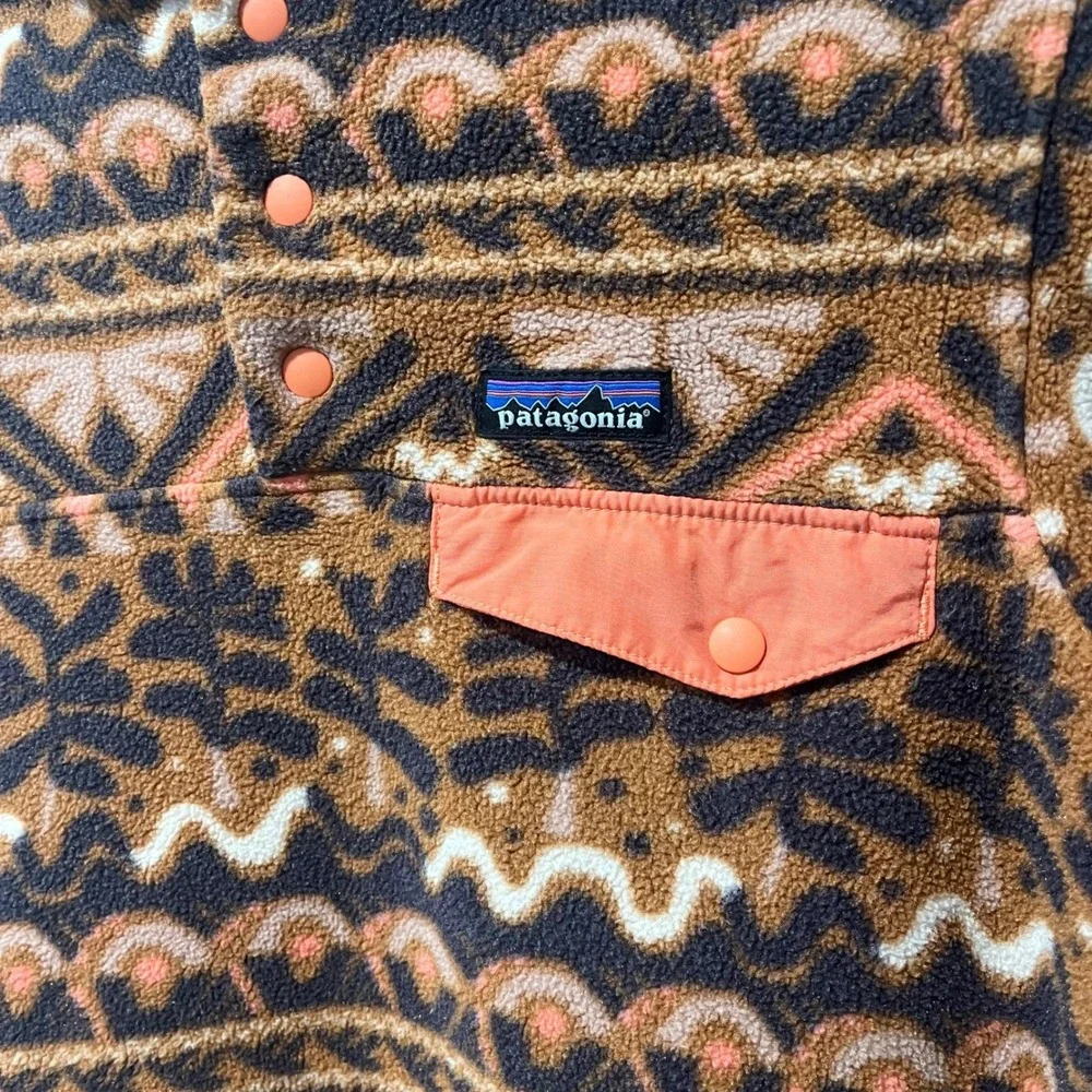 Patagonia Synchilla Snap-T Fleece Aztec Mangrove Henna‎ Brown Women's XXS Retro